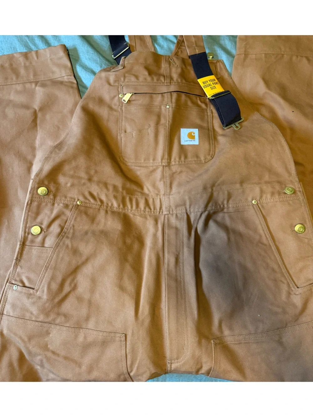 Carhartt Brown Bib Overalls with Black Straps